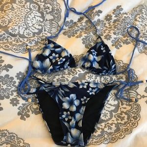 Blue and black bikini set